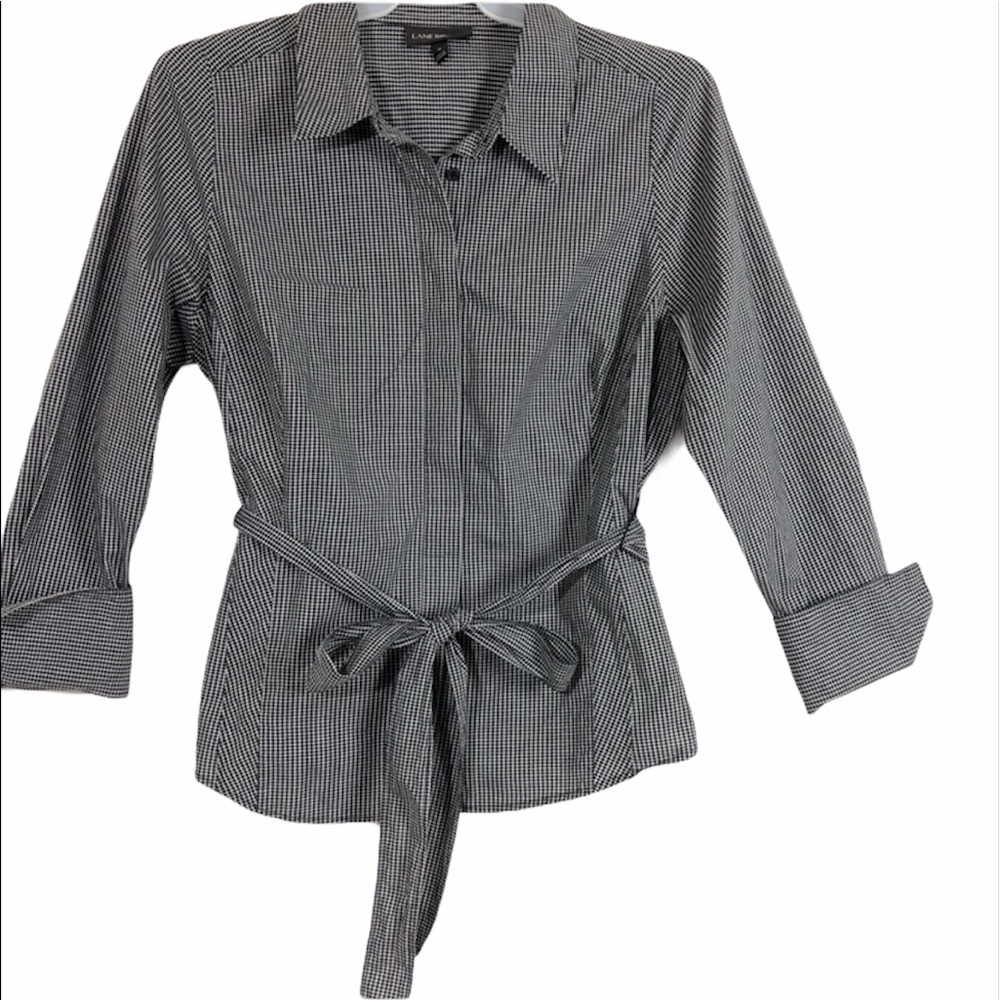LANE BRYANT BUTTON-DOWN TOP TIE FRONT